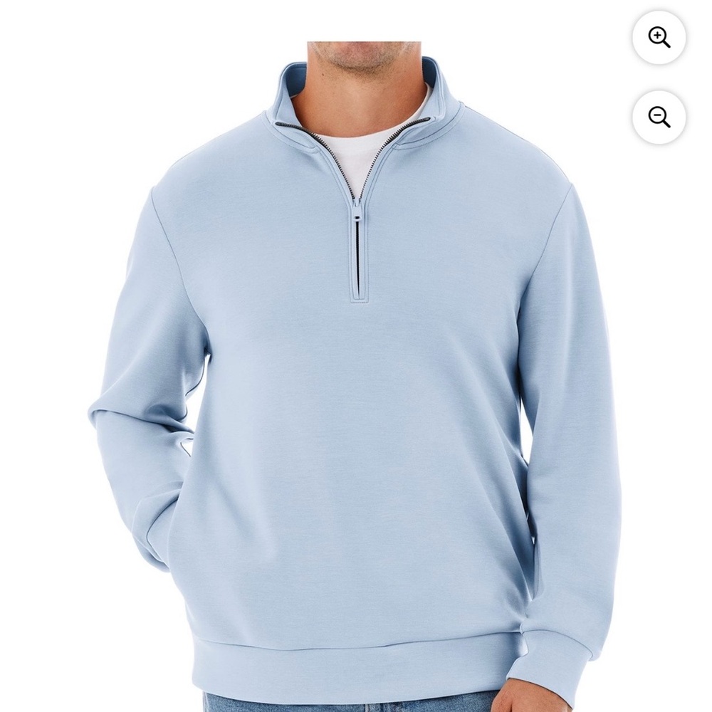 NWT- Member’s Mark Men Quarter-Zip Pullover in Light Blue. Size 3X - Picture 7 of 10